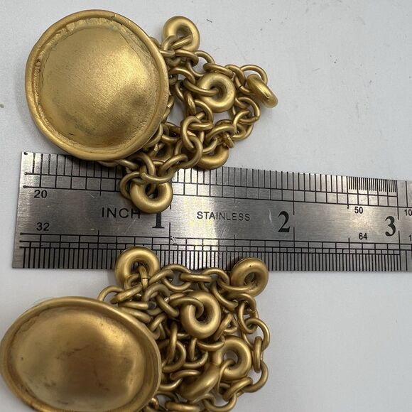 Vintage Signed - GJD Ginnie Johansen Clip On Goldtone Dangle Earrings - Picture 7 of 7